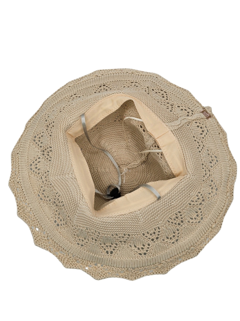 Beige Crochet Sun Hat with Flower Accent - Women Accessories - Picture 2 of 2